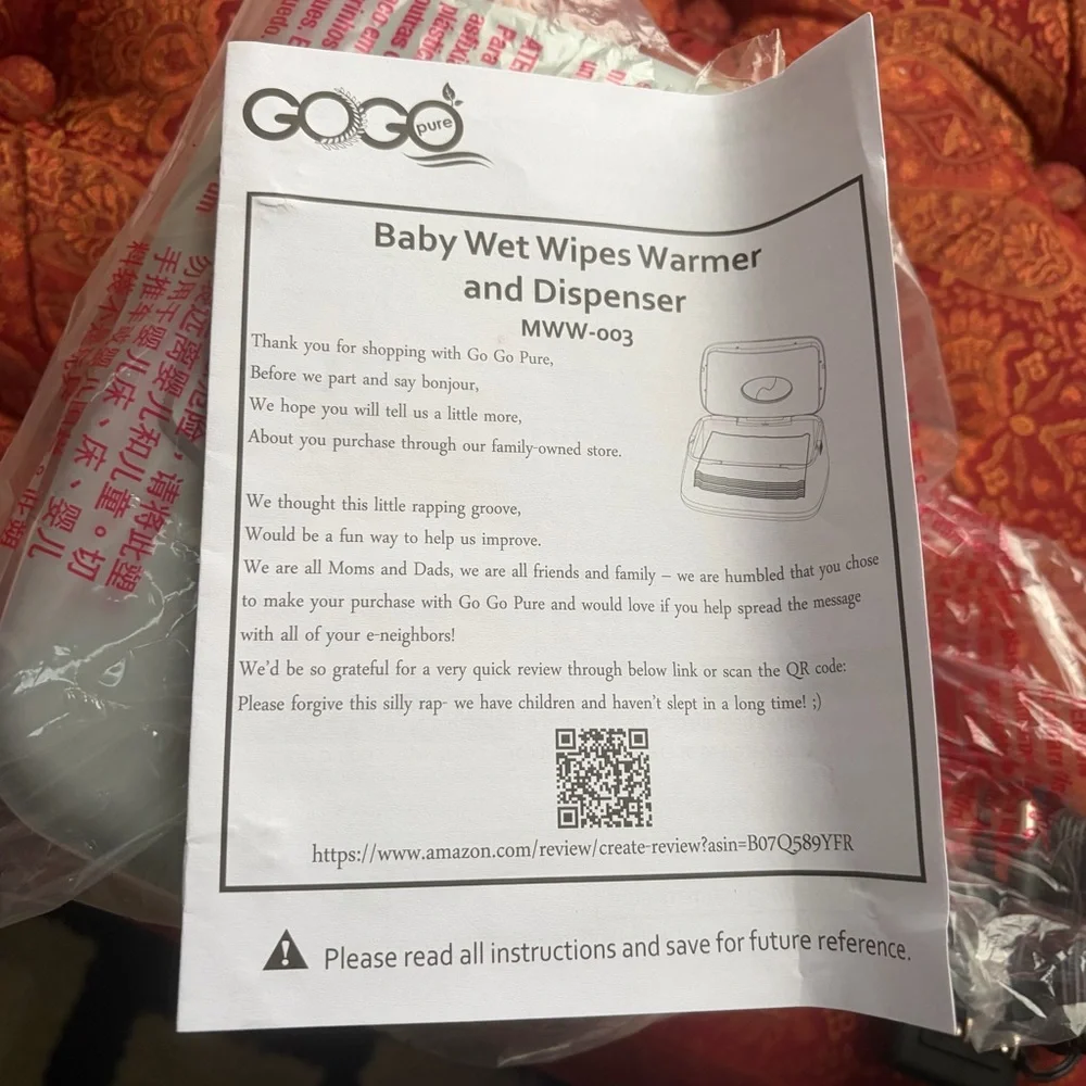 GoGo Pure Baby Wet Wipes Warmer & Dispenser MWW-003 New Open Box Pink Electric